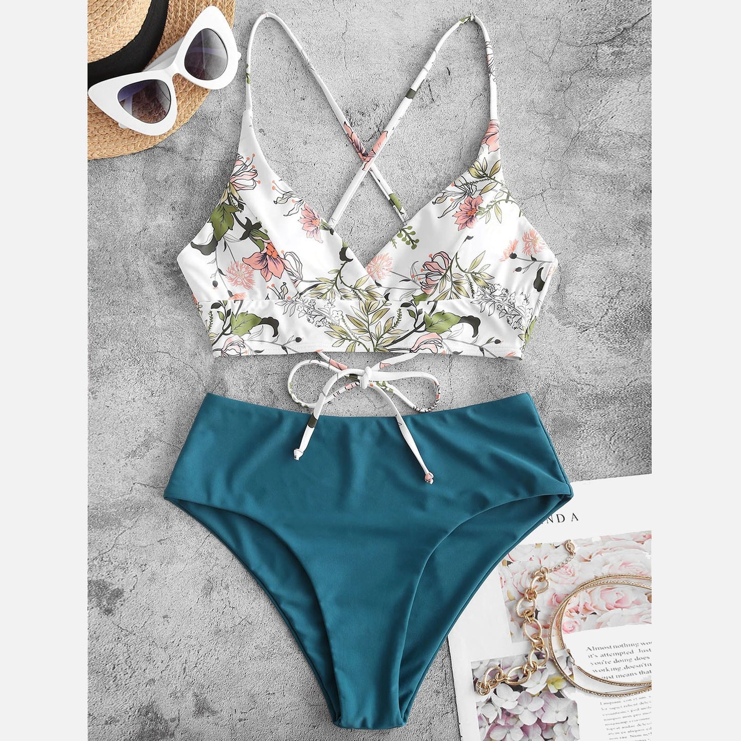 Flower Print Beach Wear Swimming Suit