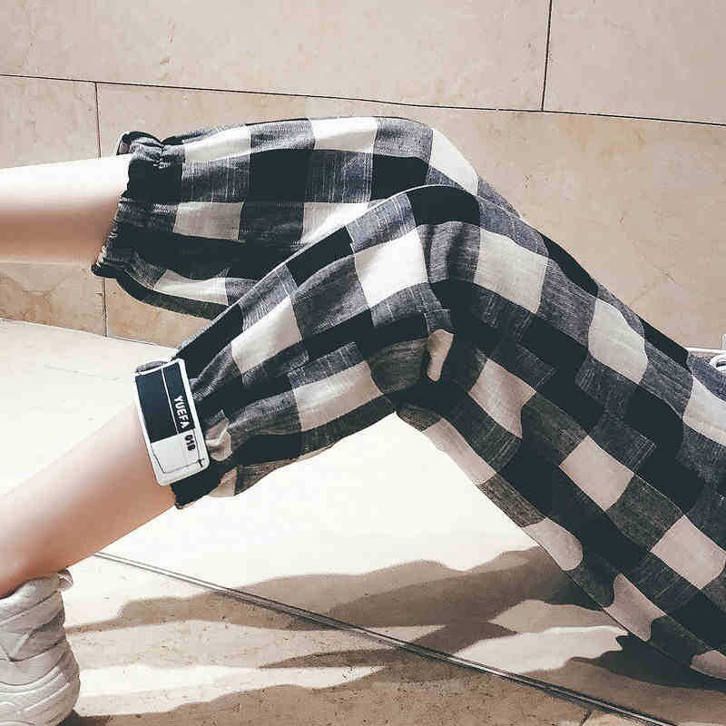 Black White Plaid Sweatpants For Women