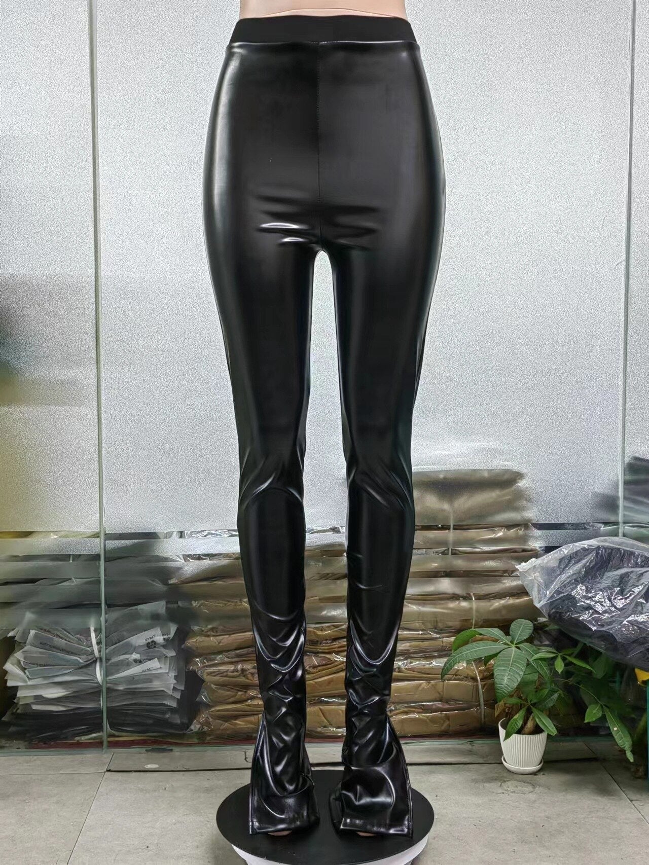 Hight Waist Stretch Skinny PU Leather Pants