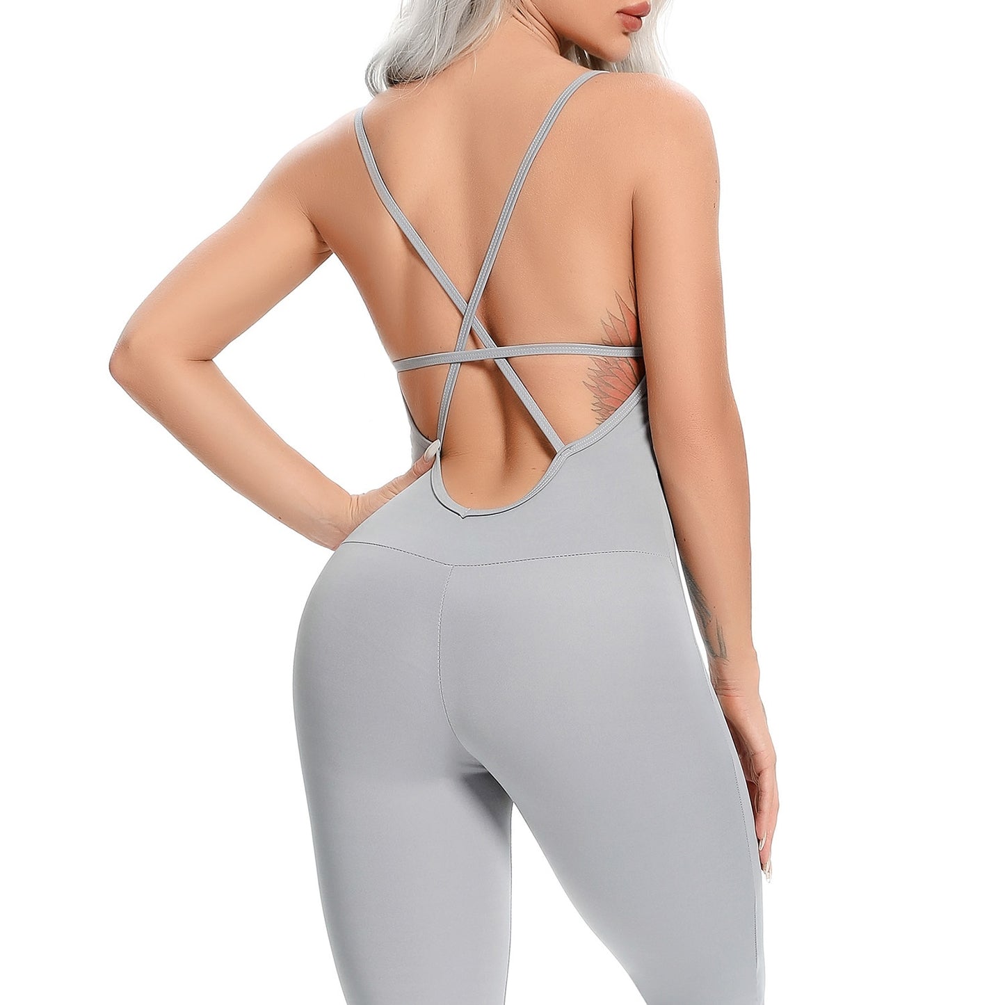 Fitness Women Backless Jumpsuit