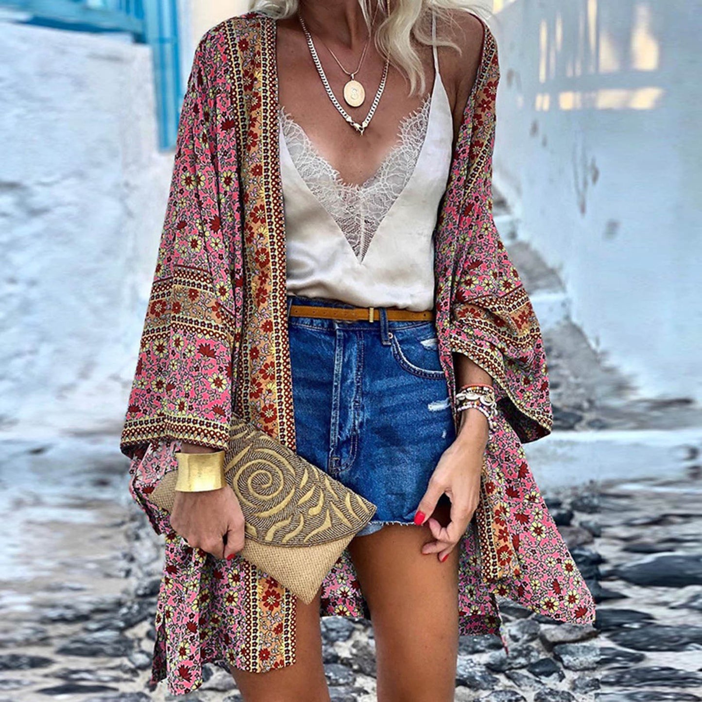 Summer Floral Printed Beach Cover Up Tops Women