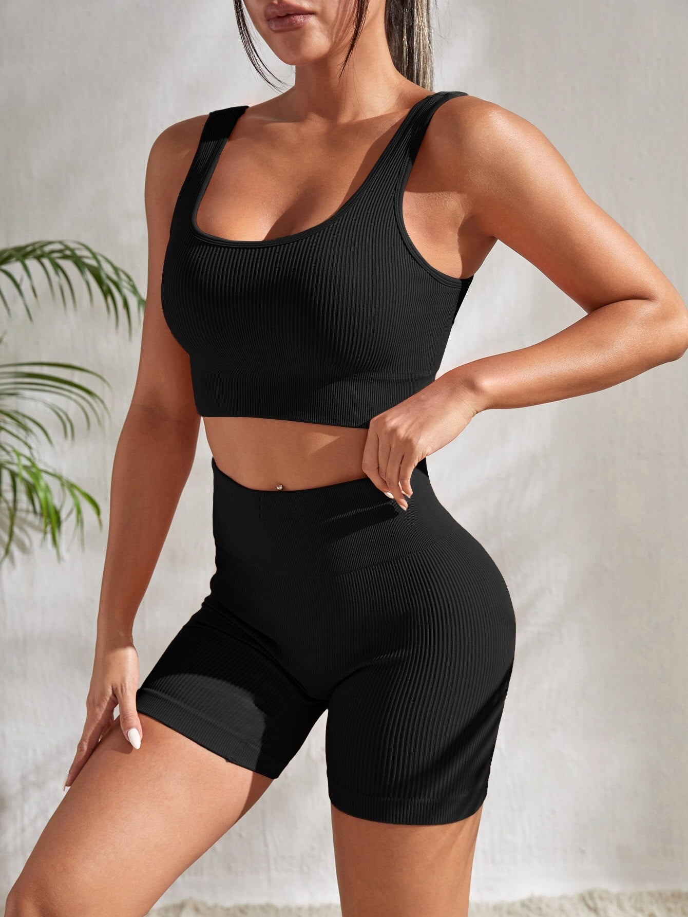 Women's Gym Suits With Shorts Crop Top