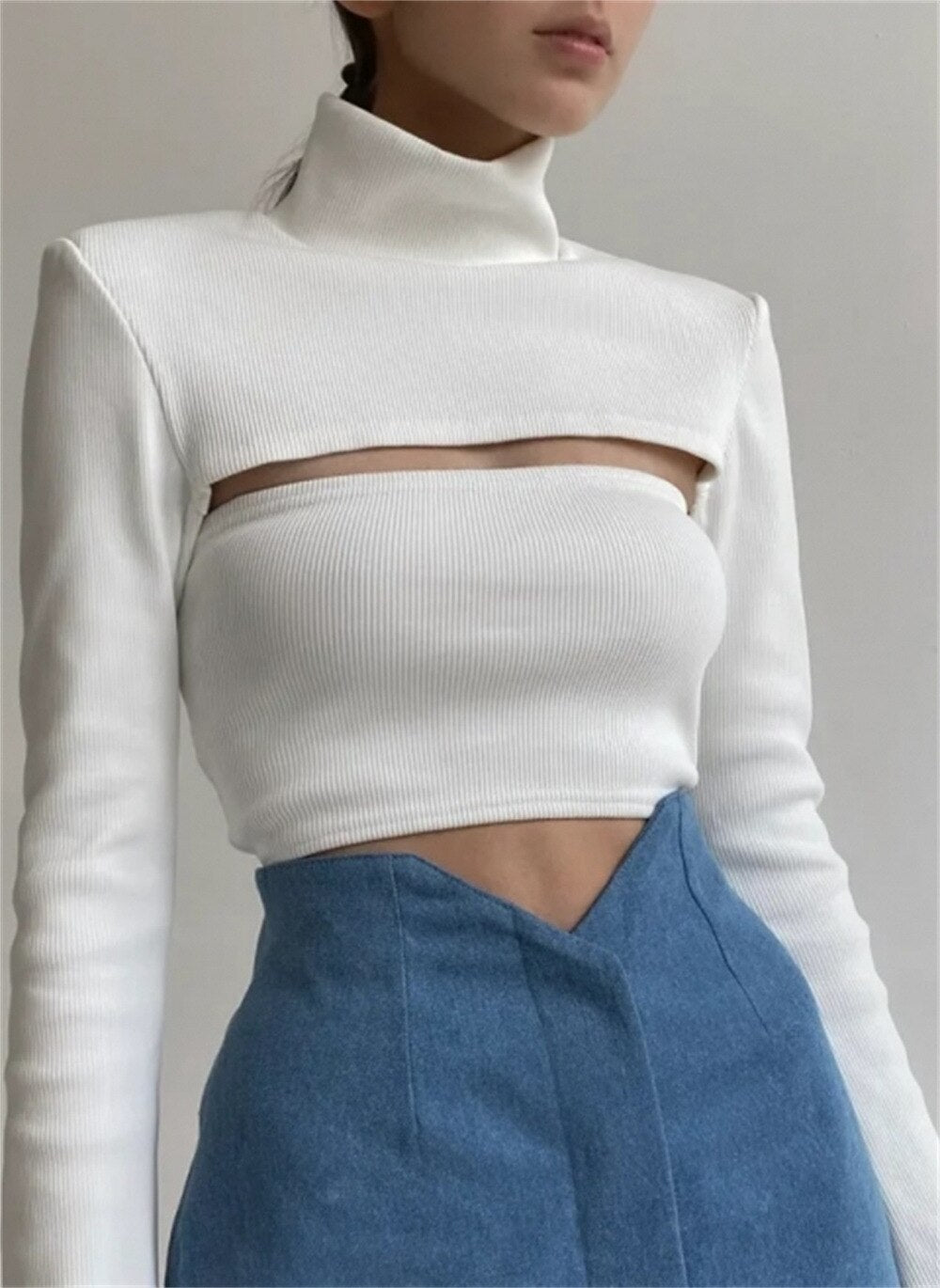 Crop Top Sexy Hollow Out Ribbed Tops Streetwear