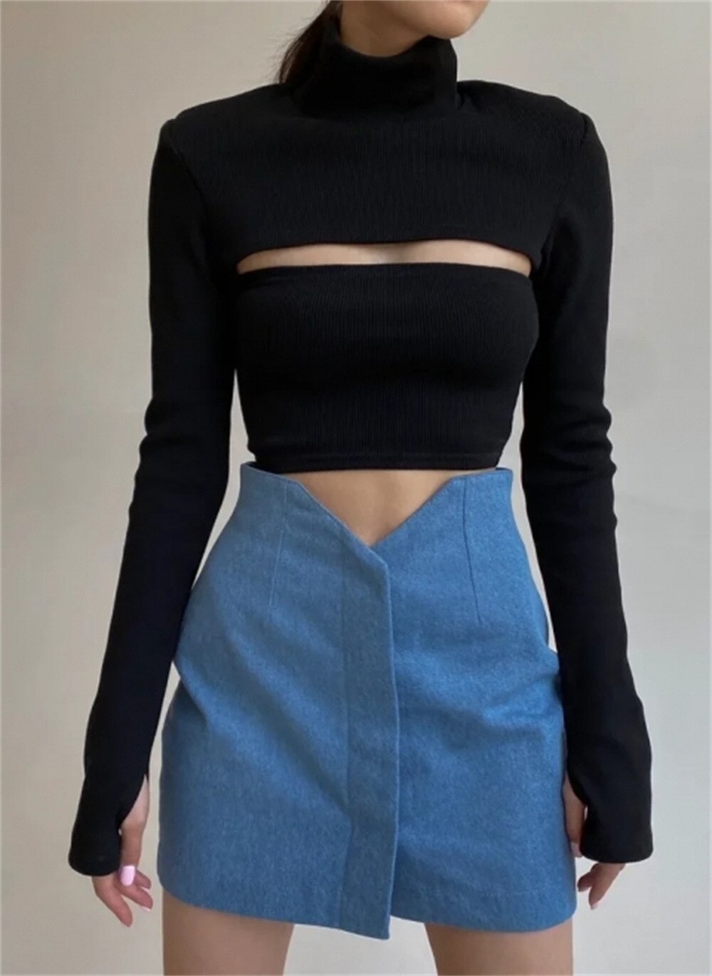 Crop Top Sexy Hollow Out Ribbed Tops Streetwear