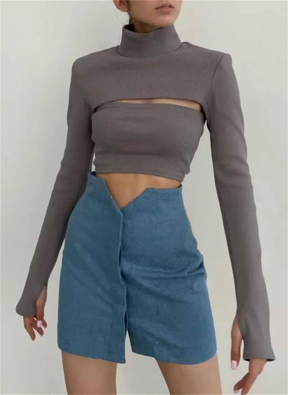 Crop Top Sexy Hollow Out Ribbed Tops Streetwear