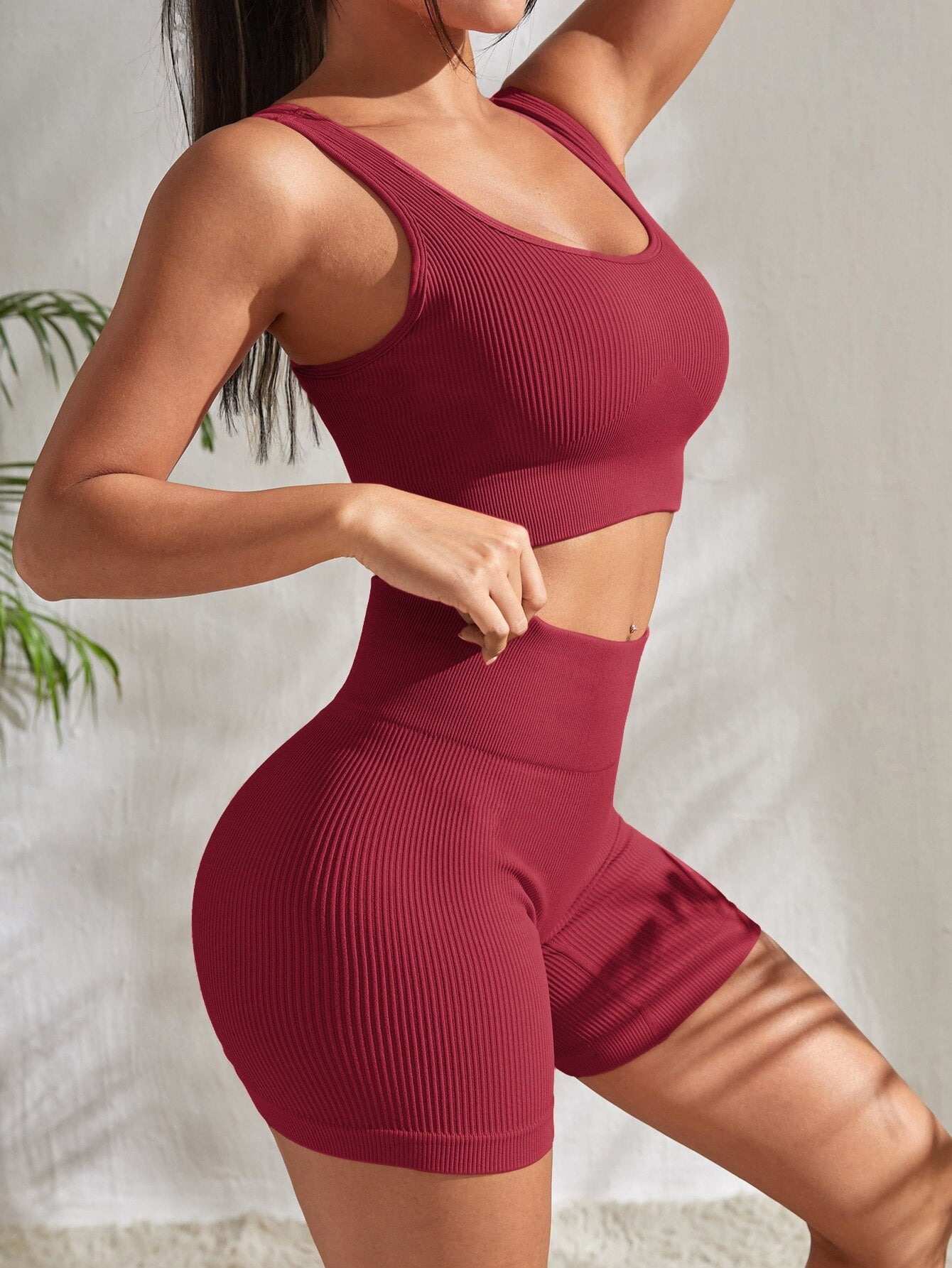 Women's Gym Suits With Shorts Crop Top