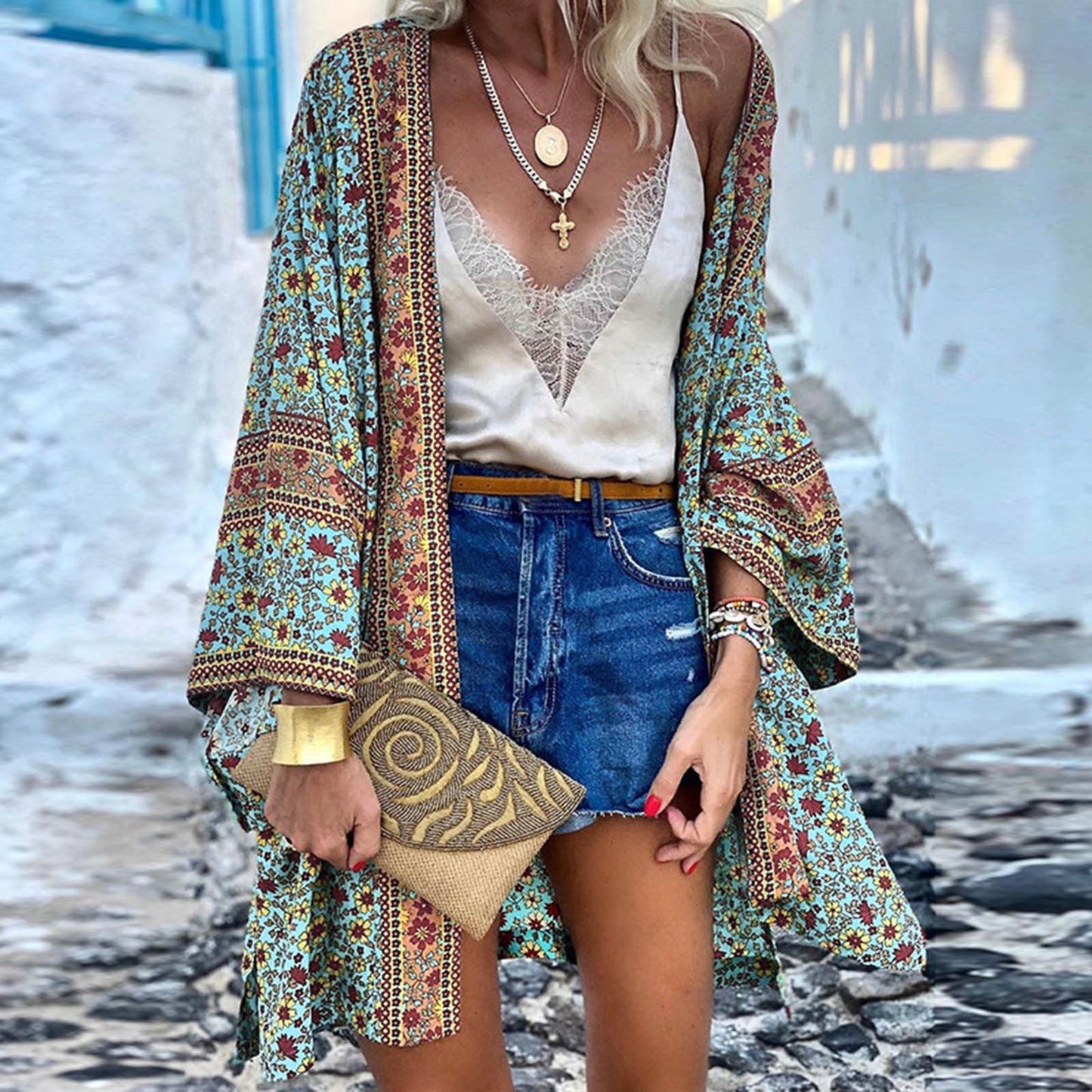 Summer Floral Printed Beach Cover Up Tops Women