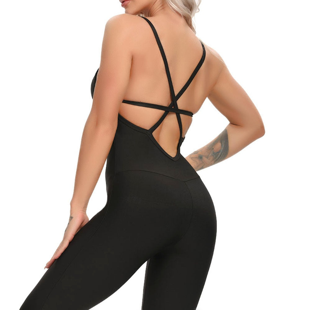 Fitness Women Backless Jumpsuit