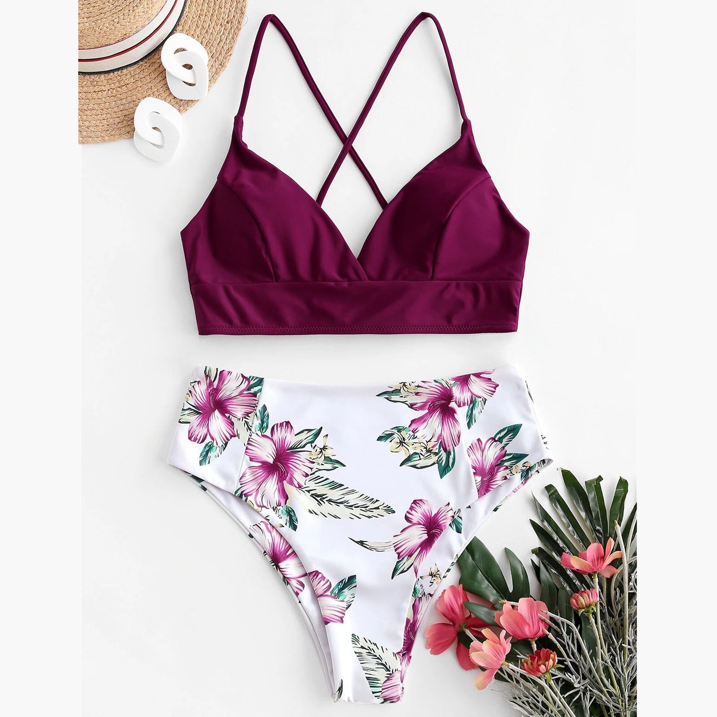 Flower Print Beach Wear Swimming Suit