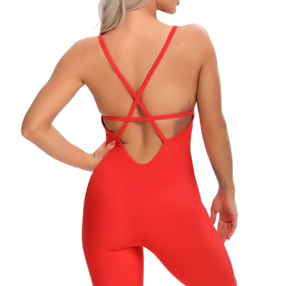 Fitness Women Backless Jumpsuit